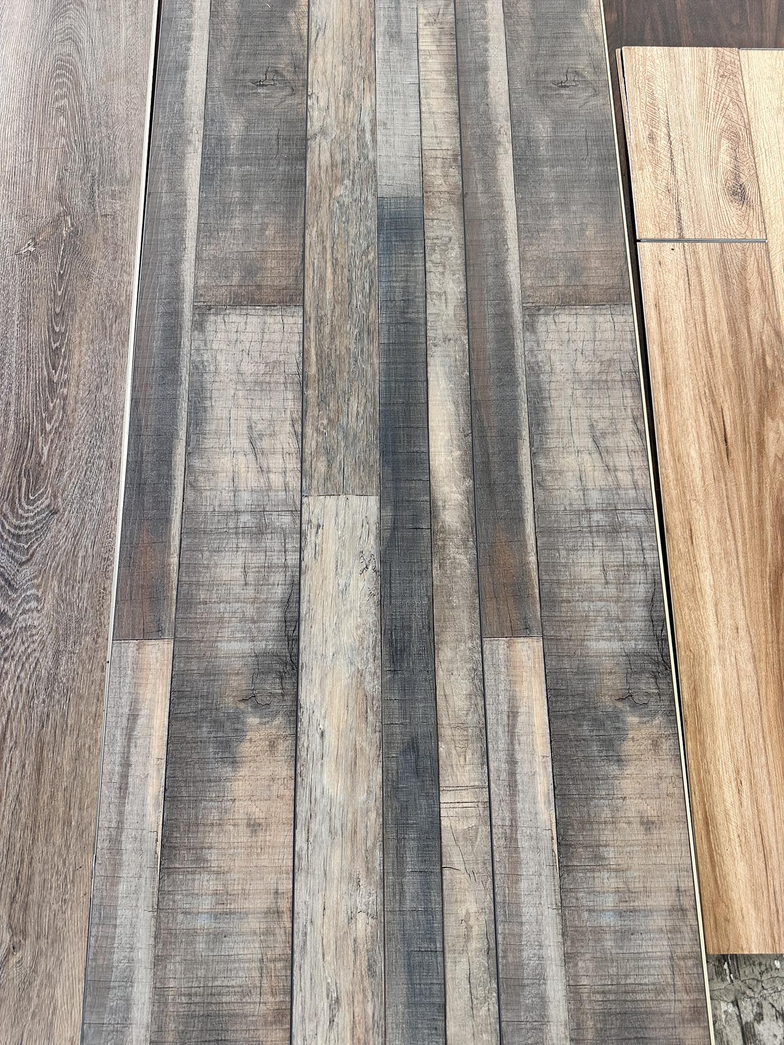 Distressed grey multi-tone wood samples